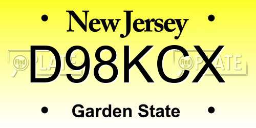 D98KCX New Jersey License Plate