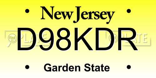 D98KDR New Jersey License Plate