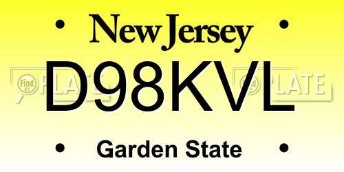 D98KVL New Jersey License Plate