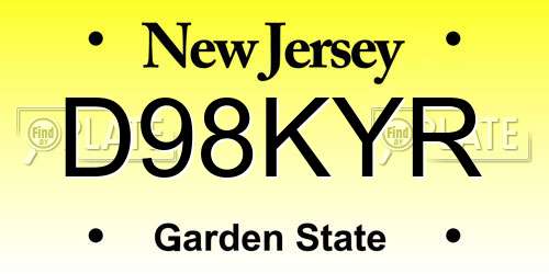 D98KYR New Jersey License Plate