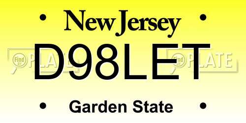 D98LET New Jersey License Plate