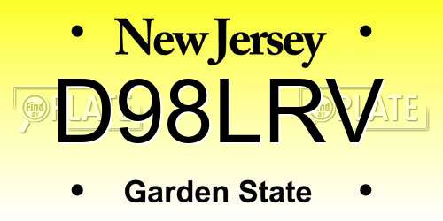 D98LRV New Jersey License Plate