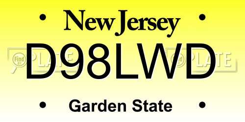 D98LWD New Jersey License Plate