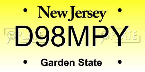 D98MPY New Jersey License Plate