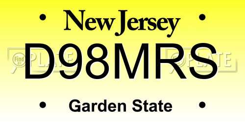 D98MRS New Jersey License Plate
