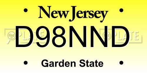 D98NND New Jersey License Plate