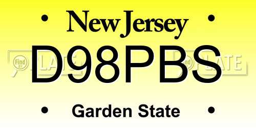 D98PBS New Jersey License Plate