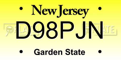 D98PJN New Jersey License Plate