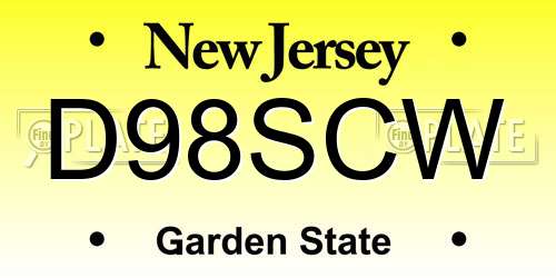 D98SCW New Jersey License Plate