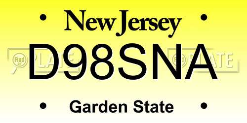 D98SNA New Jersey License Plate
