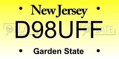 D98UFF New Jersey License Plate