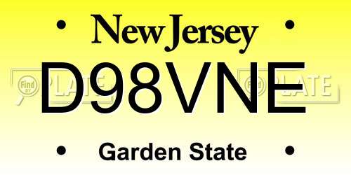 D98VNE New Jersey License Plate