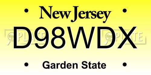 D98WDX New Jersey License Plate