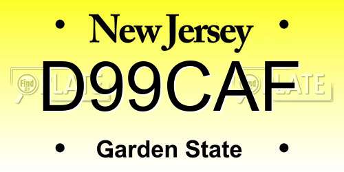 D99CAF New Jersey License Plate