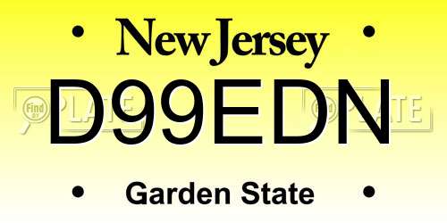 D99EDN New Jersey License Plate