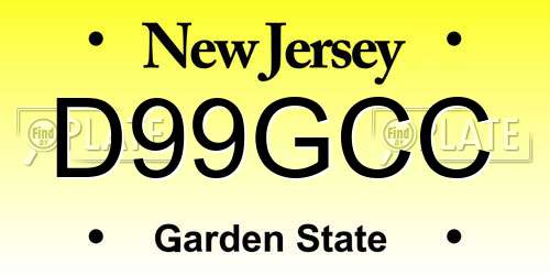 D99GCC New Jersey License Plate