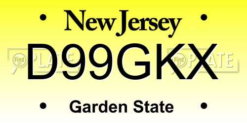 D99GKX New Jersey License Plate