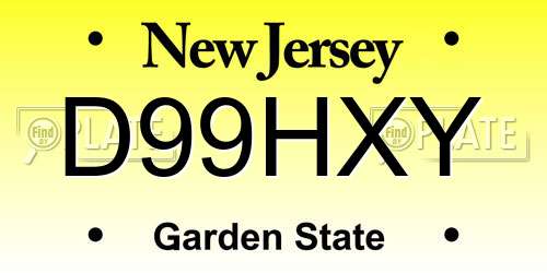 D99HXY New Jersey License Plate