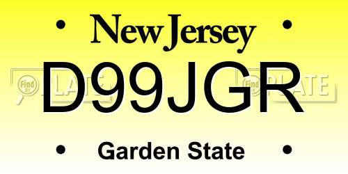 D99JGR New Jersey License Plate