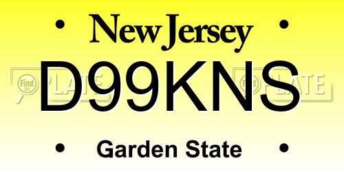D99KNS New Jersey License Plate
