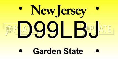 D99LBJ New Jersey License Plate