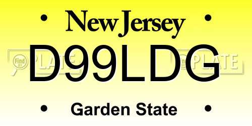 D99LDG New Jersey License Plate