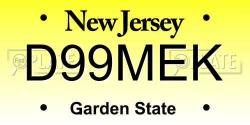 D99MEK New Jersey License Plate
