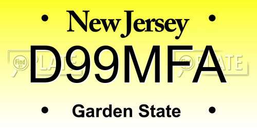 D99MFA New Jersey License Plate