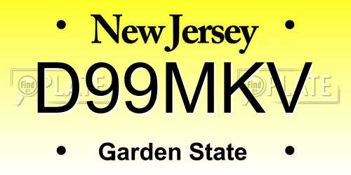 D99MKV New Jersey License Plate
