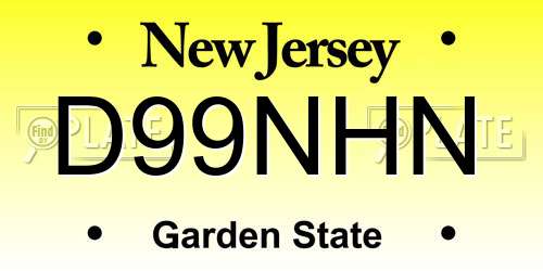 D99NHN New Jersey License Plate