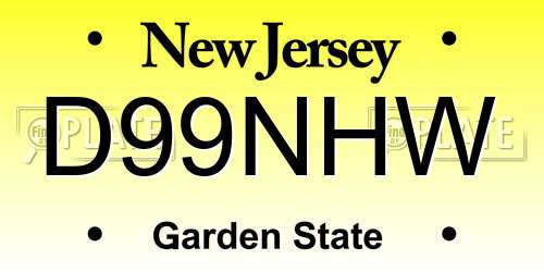 D99NHW New Jersey License Plate