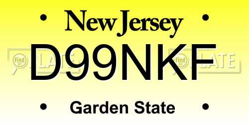D99NKF New Jersey License Plate
