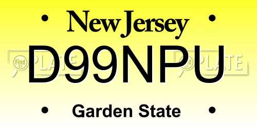 D99NPU New Jersey License Plate