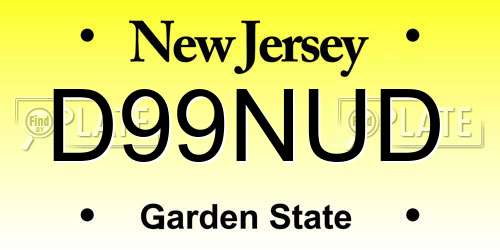 D99NUD New Jersey License Plate