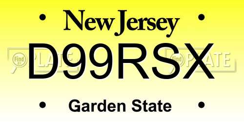 D99RSX New Jersey License Plate