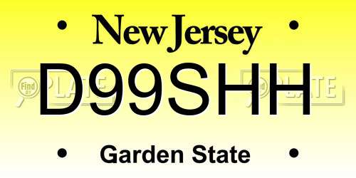 D99SHH New Jersey License Plate