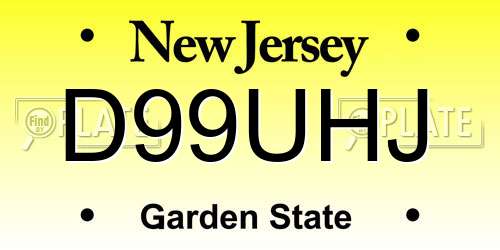 D99UHJ New Jersey License Plate
