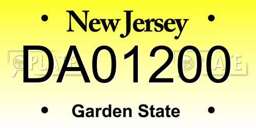 DA01200 New Jersey License Plate