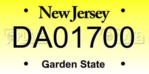 DA01700 New Jersey License Plate