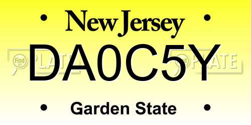 DA0C5Y New Jersey License Plate