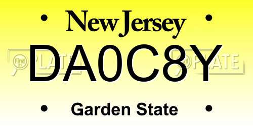 DA0C8Y New Jersey License Plate
