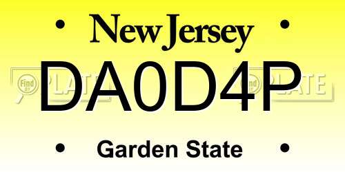 DA0D4P New Jersey License Plate
