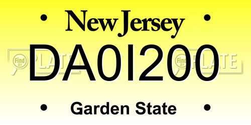 DA0I200 New Jersey License Plate