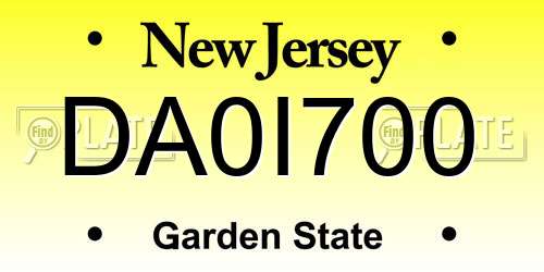 DA0I700 New Jersey License Plate