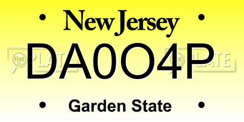 DA0O4P New Jersey License Plate