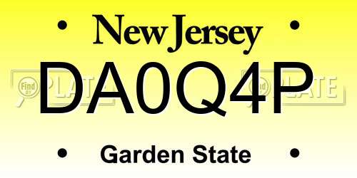 DA0Q4P New Jersey License Plate