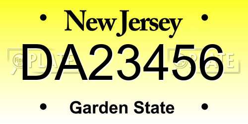 DA23456 New Jersey License Plate