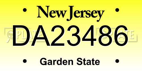 DA23486 New Jersey License Plate