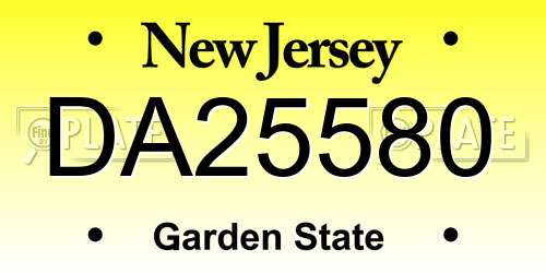 DA25580 New Jersey License Plate