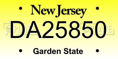 DA25850 New Jersey License Plate